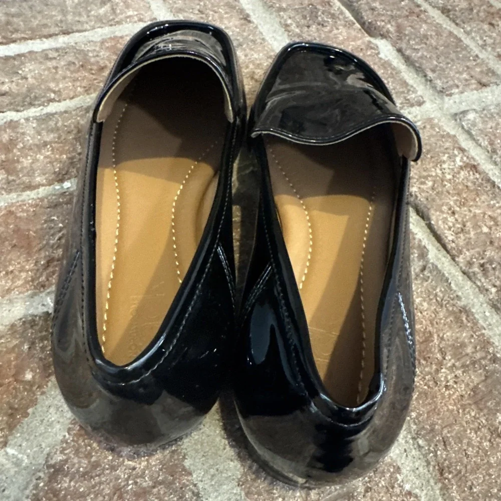 Nordstrom Rack Franny Moc Toe Loafer Shoes Women's‎ Black Patent Sz 5.5 #349